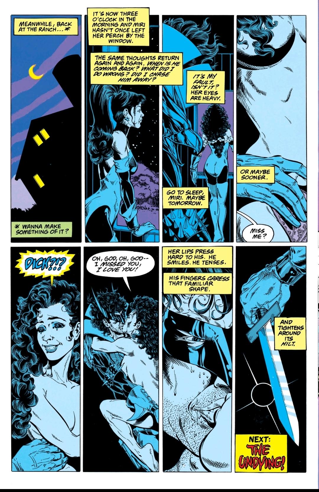 Mirage (Miriam Delgado) and Deathwing (alternate Dick Grayson), sexual scene (Team Titans #8 & #9, 1992)